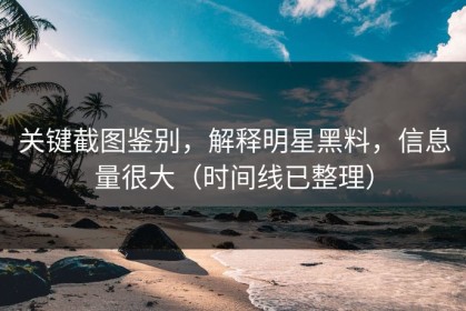 关键截图鉴别，解释明星黑料，信息量很大（时间线已整理）