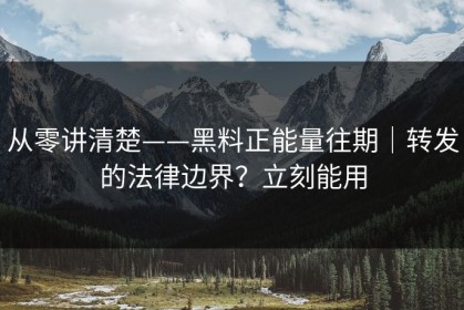 从零讲清楚——黑料正能量往期｜转发的法律边界？立刻能用