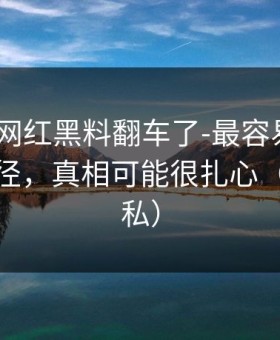 说真的-网红黑料翻车了-最容易忽略的传播路径，真相可能很扎心（保护隐私）