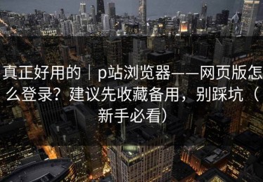 真正好用的｜p站浏览器——网页版怎么登录？建议先收藏备用，别踩坑（新手必看）