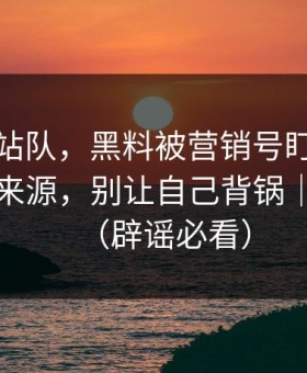 别急着站队，黑料被营销号盯上：最离谱的来源，别让自己背锅｜别传谣（辟谣必看）