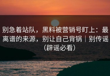 别急着站队，黑料被营销号盯上：最离谱的来源，别让自己背锅｜别传谣（辟谣必看）