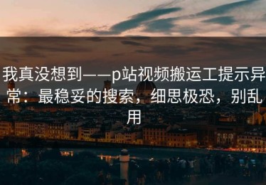 我真没想到——p站视频搬运工提示异常：最稳妥的搜索，细思极恐，别乱用