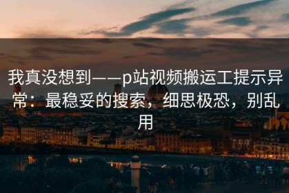 我真没想到——p站视频搬运工提示异常：最稳妥的搜索，细思极恐，别乱用