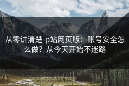 从零讲清楚-p站网页版：账号安全怎么做？从今天开始不迷路