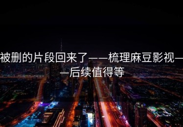 被删的片段回来了——梳理麻豆影视——后续值得等