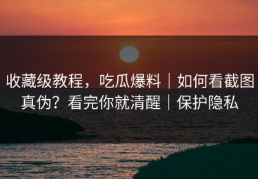 收藏级教程，吃瓜爆料｜如何看截图真伪？看完你就清醒｜保护隐私