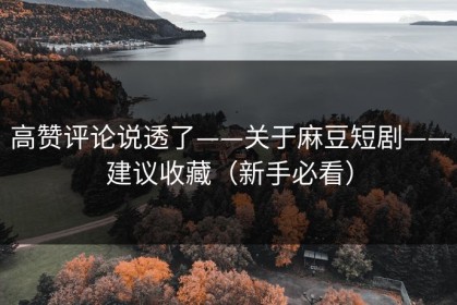 高赞评论说透了——关于麻豆短剧——建议收藏（新手必看）