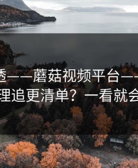 一篇讲透——蘑菇视频平台——如何整理追更清单？一看就会