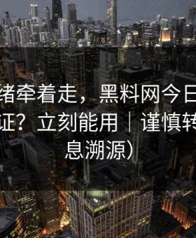 别被情绪牵着走，黑料网今日｜录屏如何验证？立刻能用｜谨慎转发（信息溯源）