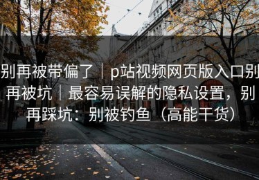 别再被带偏了｜p站视频网页版入口别再被坑｜最容易误解的隐私设置，别再踩坑：别被钓鱼（高能干货）