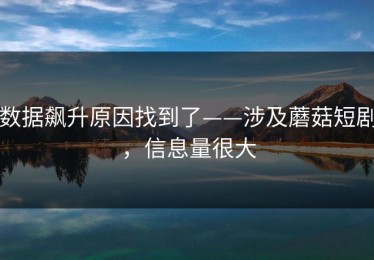 数据飙升原因找到了——涉及蘑菇短剧，信息量很大