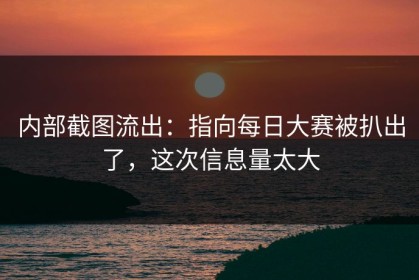 内部截图流出：指向每日大赛被扒出了，这次信息量太大