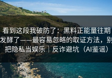 看到这段我破防了：黑料正能量往期发酵了——最容易忽略的取证方法，别把隐私当娱乐｜反诈避坑（AI鉴谣）