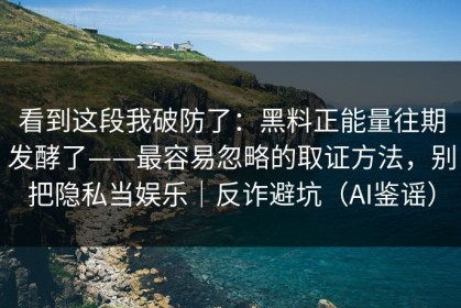 看到这段我破防了：黑料正能量往期发酵了——最容易忽略的取证方法，别把隐私当娱乐｜反诈避坑（AI鉴谣）