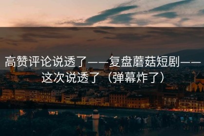 高赞评论说透了——复盘蘑菇短剧——这次说透了（弹幕炸了）