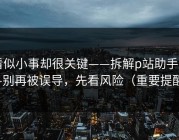 看似小事却很关键——拆解p站助手——别再被误导，先看风险（重要提醒）