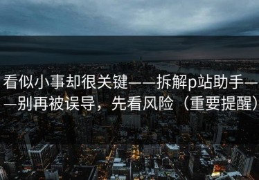 看似小事却很关键——拆解p站助手——别再被误导，先看风险（重要提醒）
