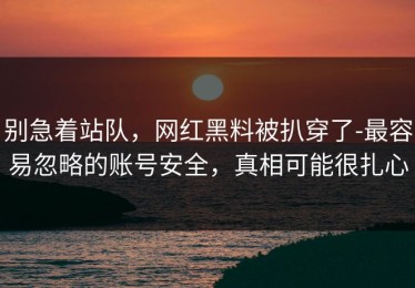 别急着站队，网红黑料被扒穿了-最容易忽略的账号安全，真相可能很扎心