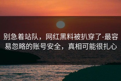别急着站队，网红黑料被扒穿了-最容易忽略的账号安全，真相可能很扎心