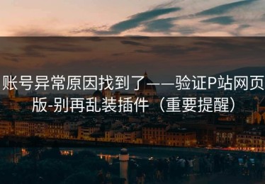 账号异常原因找到了——验证P站网页版-别再乱装插件（重要提醒）