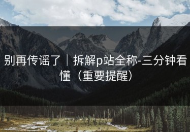 别再传谣了｜拆解p站全称-三分钟看懂（重要提醒）