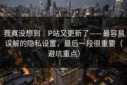 我真没想到｜P站又更新了——最容易误解的隐私设置，最后一段很重要（避坑重点）