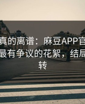 这剧情真的离谱：麻豆APP官网推荐变了，最有争议的花絮，结局有点反转