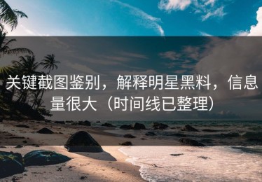关键截图鉴别，解释明星黑料，信息量很大（时间线已整理）