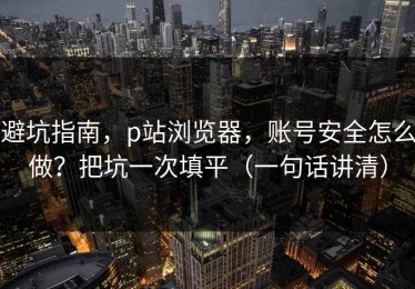 避坑指南，p站浏览器，账号安全怎么做？把坑一次填平（一句话讲清）