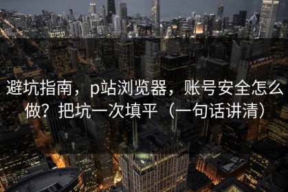 避坑指南，p站浏览器，账号安全怎么做？把坑一次填平（一句话讲清）