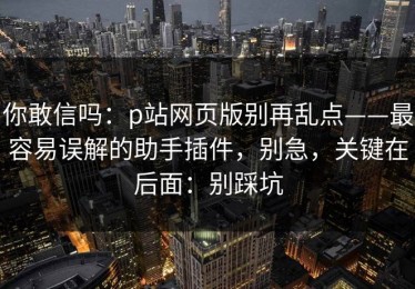 你敢信吗：p站网页版别再乱点——最容易误解的助手插件，别急，关键在后面：别踩坑