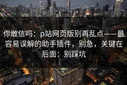你敢信吗：p站网页版别再乱点——最容易误解的助手插件，别急，关键在后面：别踩坑