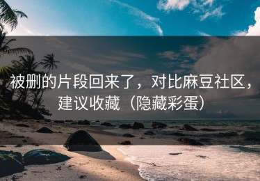 被删的片段回来了，对比麻豆社区，建议收藏（隐藏彩蛋）