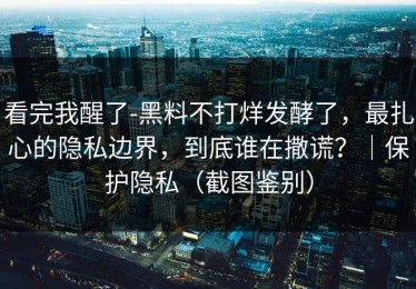 看完我醒了-黑料不打烊发酵了，最扎心的隐私边界，到底谁在撒谎？｜保护隐私（截图鉴别）