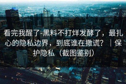 看完我醒了-黑料不打烊发酵了，最扎心的隐私边界，到底谁在撒谎？｜保护隐私（截图鉴别）