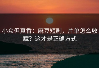 小众但真香：麻豆短剧，片单怎么收藏？这才是正确方式