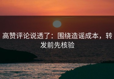 高赞评论说透了：围绕造谣成本，转发前先核验