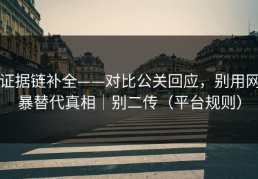 证据链补全——对比公关回应，别用网暴替代真相｜别二传（平台规则）