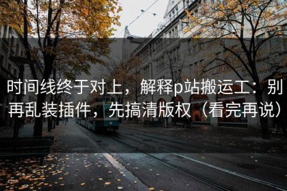 时间线终于对上，解释p站搬运工：别再乱装插件，先搞清版权（看完再说）