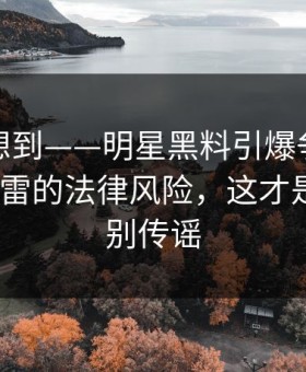 我真没想到——明星黑料引爆争议：最容易踩雷的法律风险，这才是重点｜别传谣