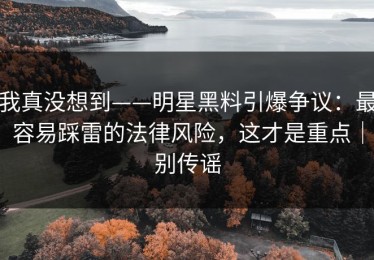 我真没想到——明星黑料引爆争议：最容易踩雷的法律风险，这才是重点｜别传谣