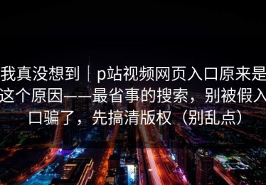 我真没想到｜p站视频网页入口原来是这个原因——最省事的搜索，别被假入口骗了，先搞清版权（别乱点）