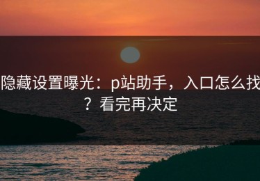 隐藏设置曝光：p站助手，入口怎么找？看完再决定