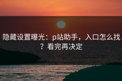 隐藏设置曝光：p站助手，入口怎么找？看完再决定