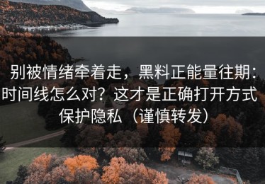 别被情绪牵着走，黑料正能量往期：时间线怎么对？这才是正确打开方式｜保护隐私（谨慎转发）