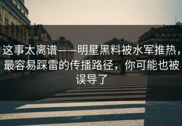 这事太离谱——明星黑料被水军推热，最容易踩雷的传播路径，你可能也被误导了