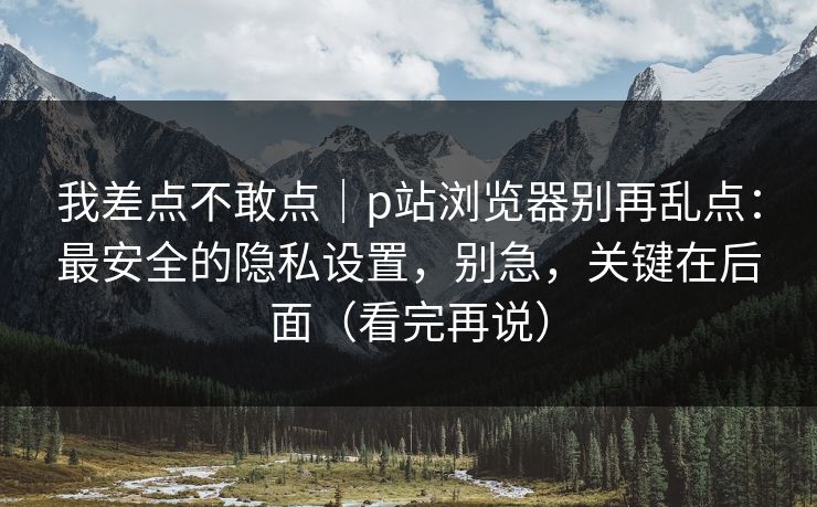 我差点不敢点|p站浏览器别再乱点:最安全的隐私设置,别急,关键在后面(看完再说) 我差点不敢点|p站浏览器别再乱点:最安全的隐私设置,别急,关键在后面(看完再说)
