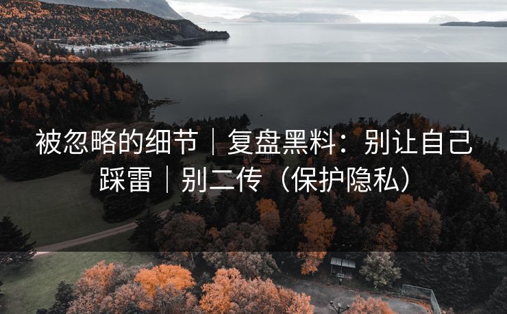 被忽略的细节|复盘黑料:别让自己踩雷|别二传(保护隐私) 被忽略的细节|复盘黑料:别让自己踩雷|别二传(保护隐私)