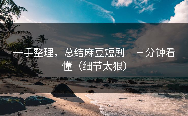 一手整理,总结麻豆短剧|三分钟看懂(细节太狠) 一手整理,总结麻豆短剧|三分钟看懂(细节太狠)